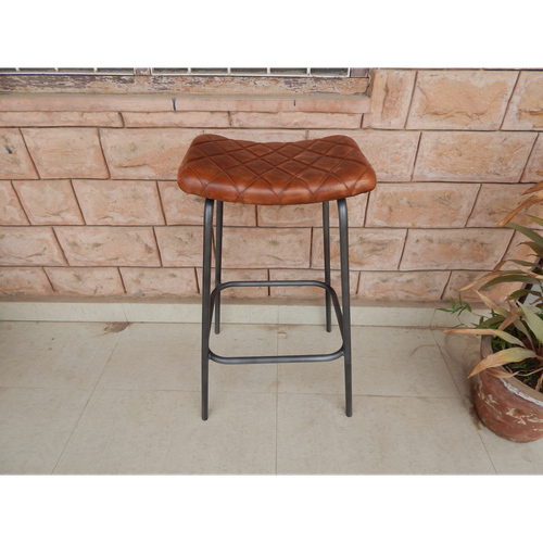 Stylish Leather Stool 78CM with Sturdy Metal Frame for Modern Home Decor - Home Symphony