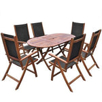 vidaXL vidaXL 9 Piece Outdoor Dining Set with Cushions Solid Acacia Wood - Garden Set