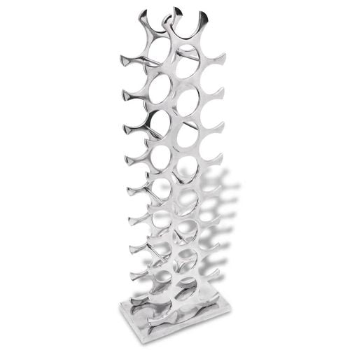 vidaXL Wine Rack Aluminium Silver holds 27 bottles, featuring a modern design perfect for wine enthusiasts.