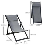 Outsunny 2Pcs Texteline Chaise Lounge Recliner Chair Adjust Lounger Patio Grey -