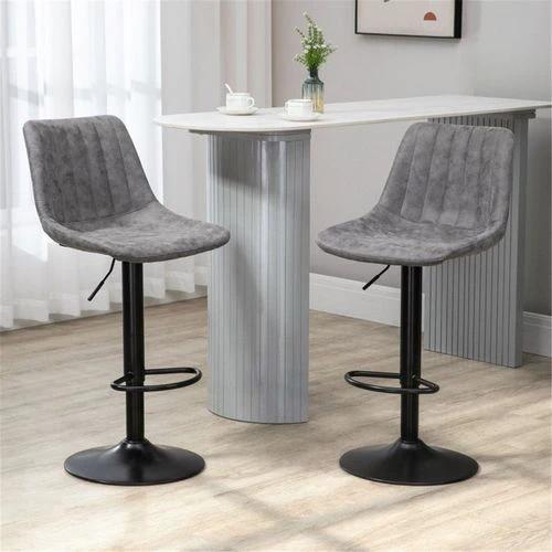 N/A Stylish Adjustable Bar Stools Set of Two with Solid Metal Frame and Comfortable High Back for Modern Kitchens and Dining Areas -