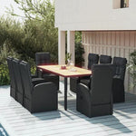 9 Piece Garden Dining Set Black Poly Rattan&Solid Wood Acacia by vidaXL