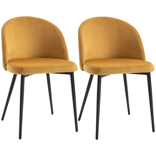 2 Pieces Modern Upholstered Fabric Bucket Seat Dining Chairs Living Room Yellow - Home Symphony