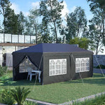 3 x 6m Pop Up Gazebo Height Adjustable Party Tent w/ Storage Bag Black by Outsunny