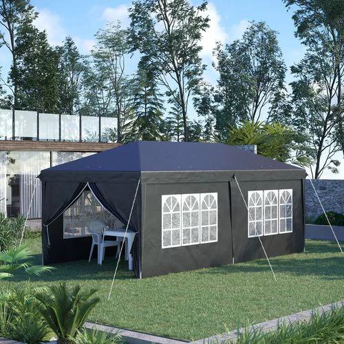 3 x 6m Pop Up Gazebo Height Adjustable Party Tent w/ Storage Bag Black by Outsunny
