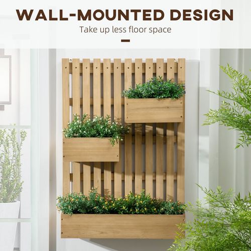 Outsunny Wooden Garden Planters with Trellis Wall-mounted Raised Garden Bed - Home Symphony