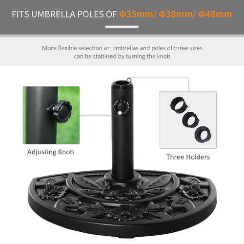Outsunny Half Round Umbrella Base 50x32cm Weighted Design for Outdoor Patio Use - Home Symphony
