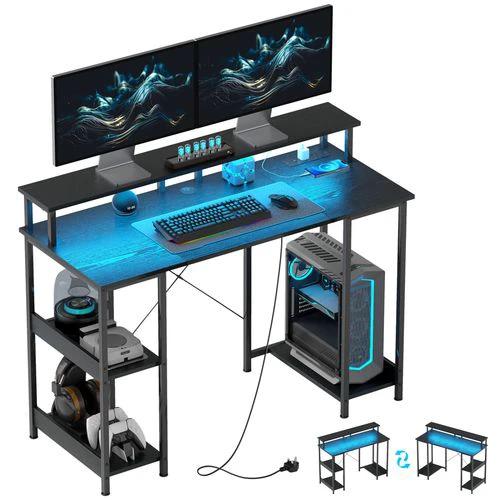 HOMCOM HOMCOM Computer Desk Reversible Home Office Desk with Storage Black - Desk
