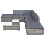 6 Piece Garden Lounge Set with Cushions Poly Rattan Grey - Home Symphony