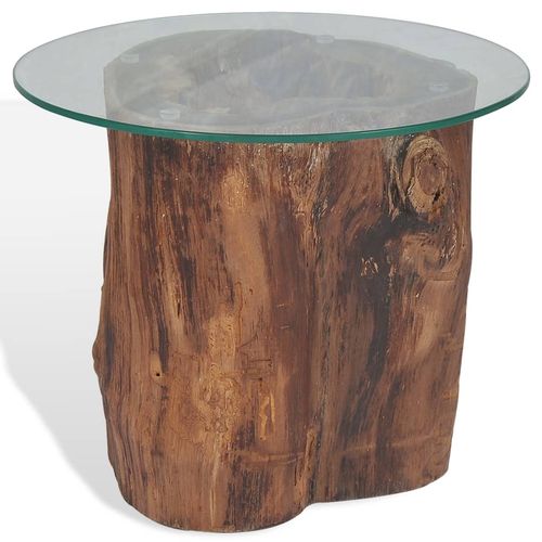 vidaXL Coffee Table Teak Glass 50x40 cm - Home Symphony
