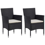 3 Piece Garden Dining Set Poly Rattan and Solid Wood Black - Home Symphony