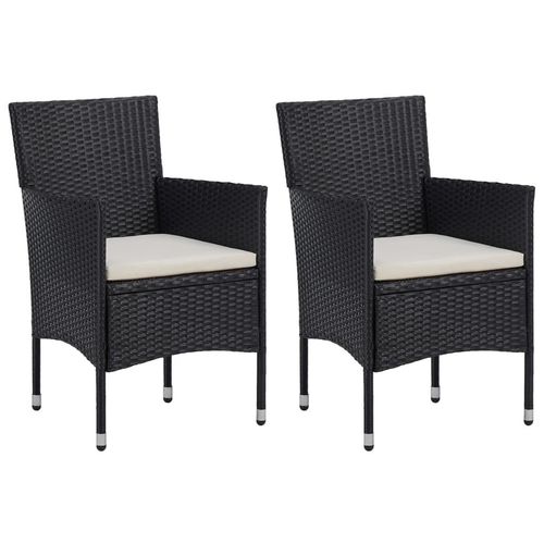 3 Piece Garden Dining Set Poly Rattan and Solid Wood Black - Home Symphony
