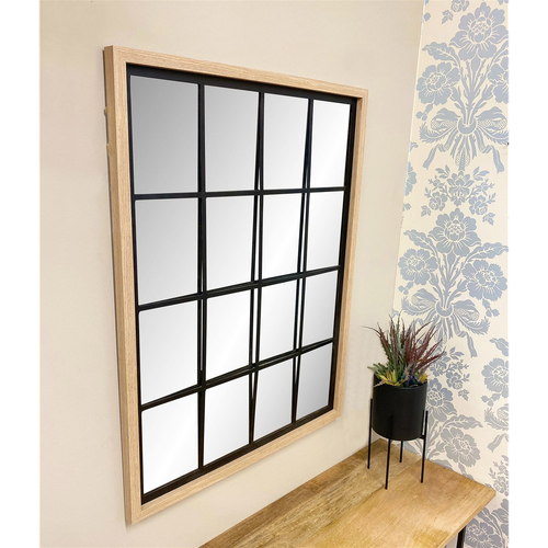 Natural Wood Effect Window Mirror 80cm - Home Symphony