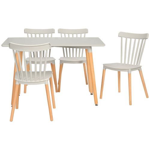 HOMCOM 5 Piece Dining Table and Chairs Set with Wood Legs for Small Spaces - Home Symphony