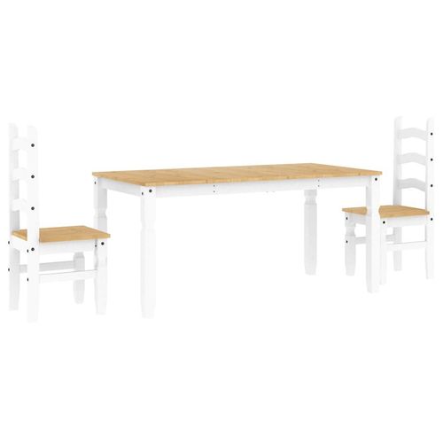 vidaXL 3 Piece Dining Set Panama White Solid Wood Pine - Home Symphony