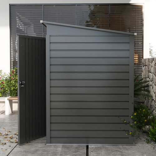 Outsunny Galvanised Metal Garden Shed 6.3 x 4.3FT Lockable Door with Ventilation for Outdoor Tool Storage - Home Symphony