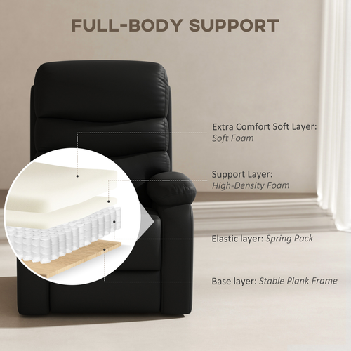 HOMCOM Manual Recliner Chair with Footrest 135 Degrees Ergonomic Design for Comfortable Living Room Relaxation - Home Symphony