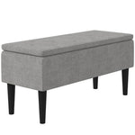 HOMCOM 15" Ottoman Storage Box with Wooden Legs and 47L Storage Capacity, Grey - Home Symphony