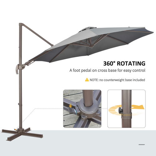 Roma Cantilever Parasol 3 Meter with 360 Degree Rotation and Four-Position Tilt for Outdoor Relaxation - Home Symphony