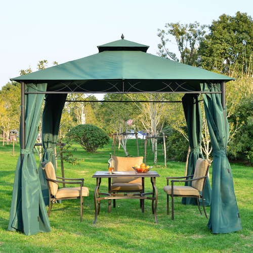 Outsunny Metal Garden Gazebo 3 x 3m with Water Resistant Roof for Outdoor Gatherings and Parties - Home Symphony