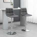 Set of 2, Adjustable Breakfast Dining Stools Swivel and Footrest, Grey - Home Symphony