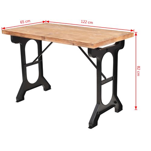 Dining Table Solid Fir Wood Top 122x65x82 cm - Home Symphony