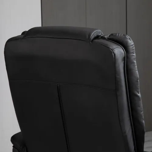 Swivel Manual Recliner and Footrest Set PU Lounge Chair Wood Base, Black - Home Symphony