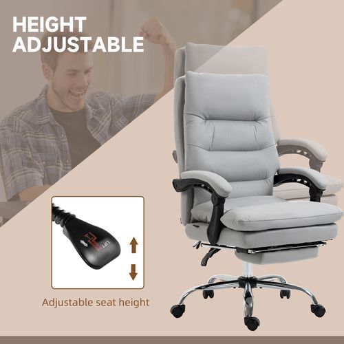 Vinsetto Microfibre Vibration Massage Office Chair with Heat, Footrest, Grey offers adjustable height for optimal comfort.