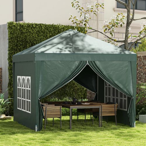 Outsunny 3mx3m Pop Up Gazebo Party Tent Canopy Marquee with Storage Bag Green - Home Symphony