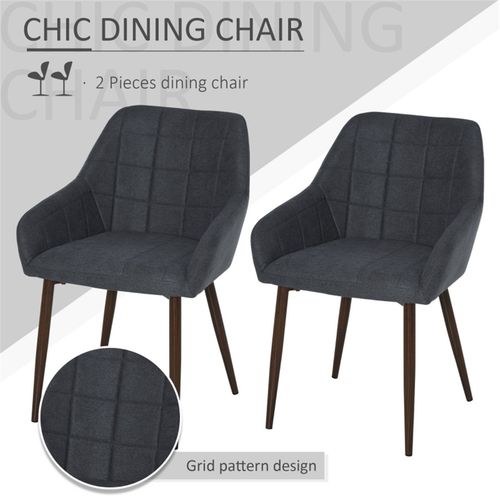 Stylish Dark Grey Dining Chairs Set of Two with Armrests and High Back for Modern Living Spaces - Home Symphony