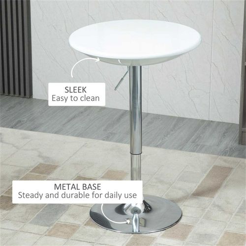 Pneumatic Lift Coffee Bar Table 61 cm Diameter Adjustable Height 76 cm to 97 cm with Swivel Top for Home Bars and Entertaining - Home Symphony