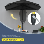 Outsunny Outsunny 2 Meter Half Garden Parasol Umbrella with Crank Handle for Small Outdoor Spaces - Parasol