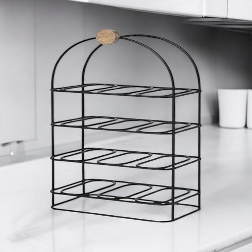 Ornate Cast Iron Wine Rack 25 Inches for 12 Bottles with Elegant Side Detail for Wine Enthusiasts - Home Symphony