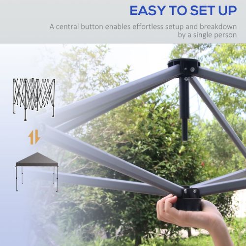 Outsunny 3 x 3(m) Pop Up Gazebo, Instant Shelter with 1-Button Push, Grey - Home Symphony