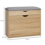 Entryway Shoe Bench with Cushion Storage Cabinet for Living Room Natural by HOMCOM