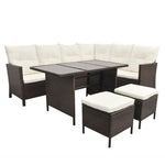 4 Piece Garden Lounge Set with Cushions Poly Rattan Brown - Home Symphony