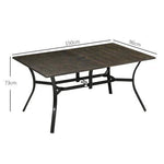Outsunny Outsunny Garden Table with Parasol Hole for Patio, Deck, Brown, 150 x 96 x 73cm - Garden Table