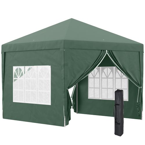 Outsunny 3mx3m Pop Up Gazebo Party Tent Canopy Marquee with Storage Bag Green - Home Symphony