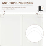 2-Door Wardrobe w/ Adjustable Shelf 3 Drawers for Bedroom, 180cm, White - Home Symphony