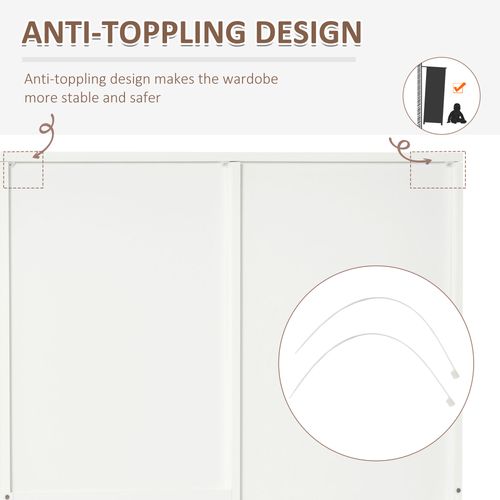 2-Door Wardrobe w/ Adjustable Shelf 3 Drawers for Bedroom, 180cm, White - Home Symphony