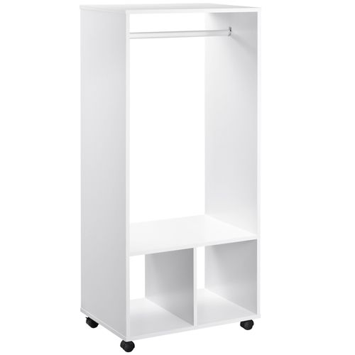 Open Wardrobe Clothes Rail Bedroom Clothes Storage w/ Hanging Rod Shelves White - Home Symphony
