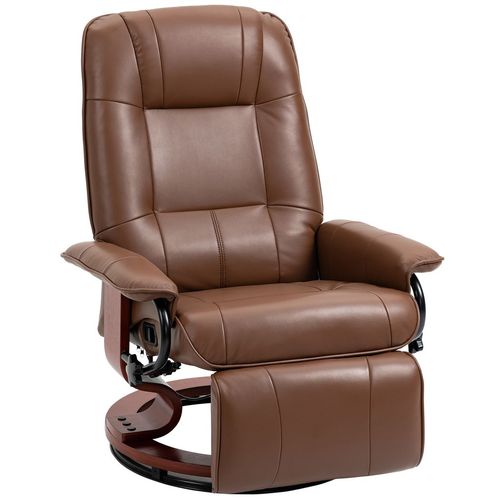 HOMCOM Ergonomic Office Recliner Sofa Chair PU Leather Armchair Lounger Brown - Home Symphony