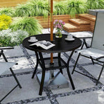 Outsunny 90 cm Garden Dining Table, Round Garden Table with Parasol Hole by Outsunny