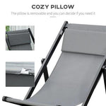 2Pcs Texteline Chaise Lounge Recliner Chair Adjust Lounger Patio Grey by Outsunny