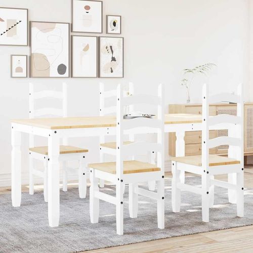 vidaXL 5 Piece Dining Set Panama White Solid Wood Pine - Home Symphony