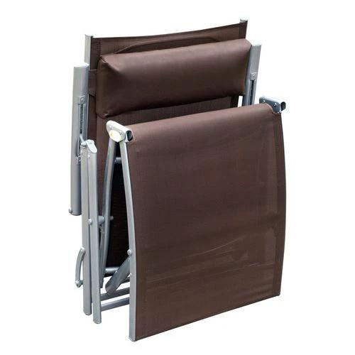 Outsunny Outsunny Sun Lounger Recliner w/ Pillow Foldable 7 Levels Texteline Brown - Sun Lounger