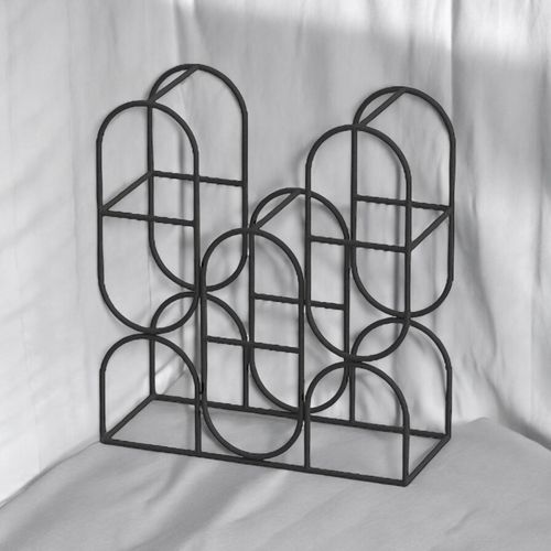 Elegant Cast Iron Wine Rack 14 Inch with Ornate Design for Sophisticated Wine Enthusiasts - Home Symphony