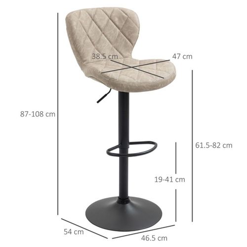 Stylish Adjustable Bar Stool Set with Faux Leather Upholstery and Swivel Seat for Modern Home or Office Use - Home Symphony