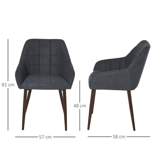 Stylish Dark Grey Dining Chairs Set of Two with Armrests and High Back for Modern Living Spaces - Home Symphony