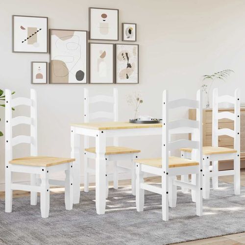 vidaXL 5 Piece Dining Set Panama White Solid Wood Pine - Home Symphony